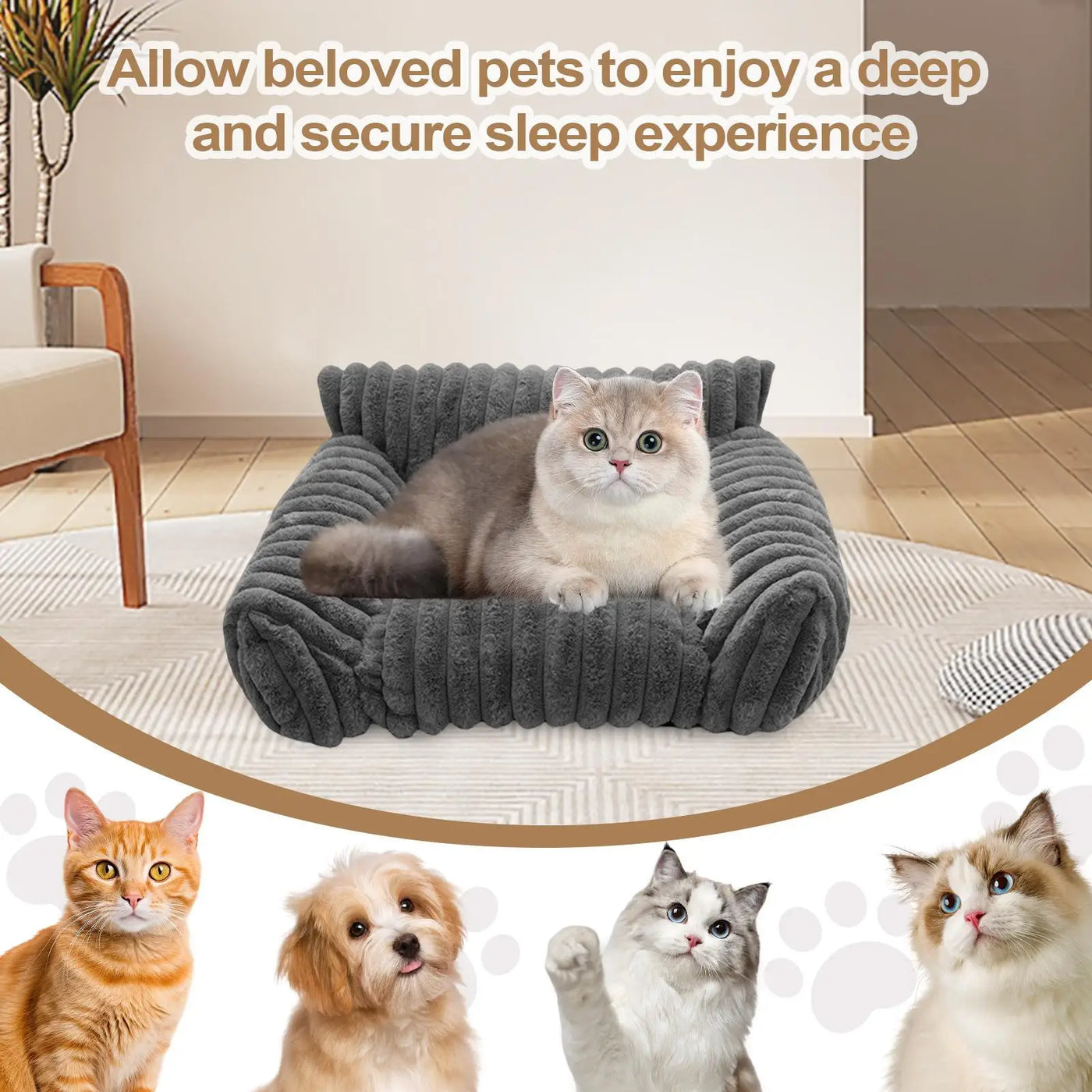 Couch For Cats Indoor Pet Couch Plush Elevated Cat And Dog Sofa Bed For Living Room Outdoors Travel Apartment Car Patio Indoors