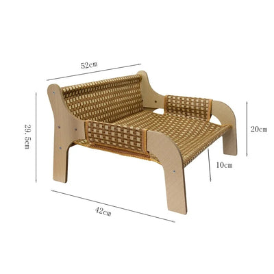 Summer Cooling Cat Bed Cool Mat Sofa Cat Scratch Wear-Resistant Cat Bed Rattan Lounge Chair Dog House Cat House Pet Sleeping Bed