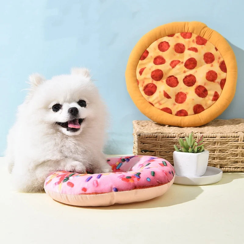 Dog Toy Plush Pizza Shape Pet Squeaky Sound Toys for Small Large Dogs Puppy Teeth Cleaning Chew Toy Pet Supplies