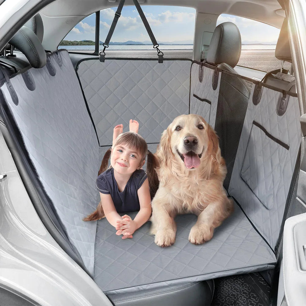 Pet pad Back Seat Extender Dog Car Seat Cover for Back Seat Bed with Mesh Window and Storage Pocket Supports 440lbs Dog Hammock