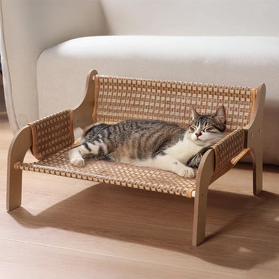 Summer Cooling Cat Bed Cool Mat Sofa Cat Scratch Wear-Resistant Cat Bed Rattan Lounge Chair Dog House Cat House Pet Sleeping Bed