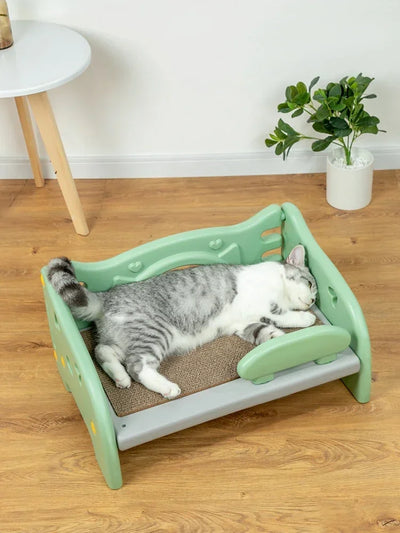 Four-Season Moisture-Proof Cat House Comfortable Plastic Pet Bed Small Sofa Cat Lounge Easy-to-Clean Litter Seat for Pets