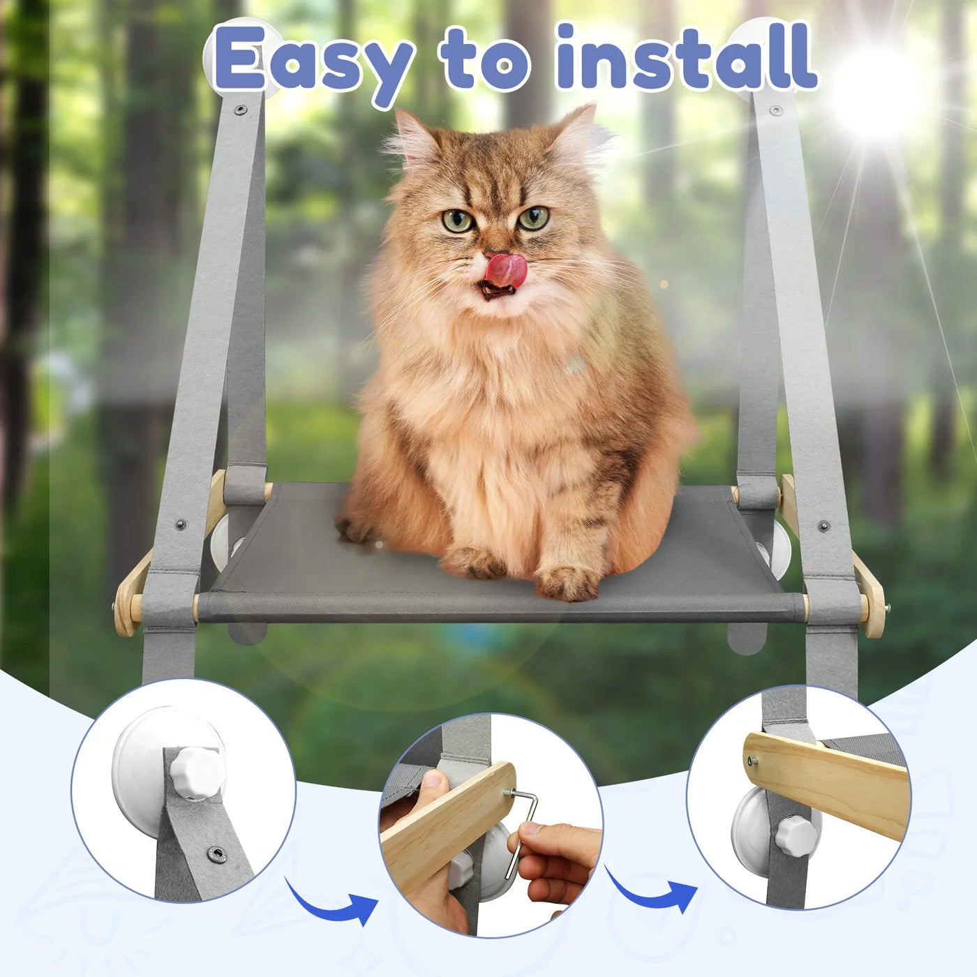 Pet Cat Hammock Hanging Cat Bed 20KG Bearing Comfortable Cat Sunny Window Seat Nest Bearing Kitten Climbing Frame Pet Accessorie
