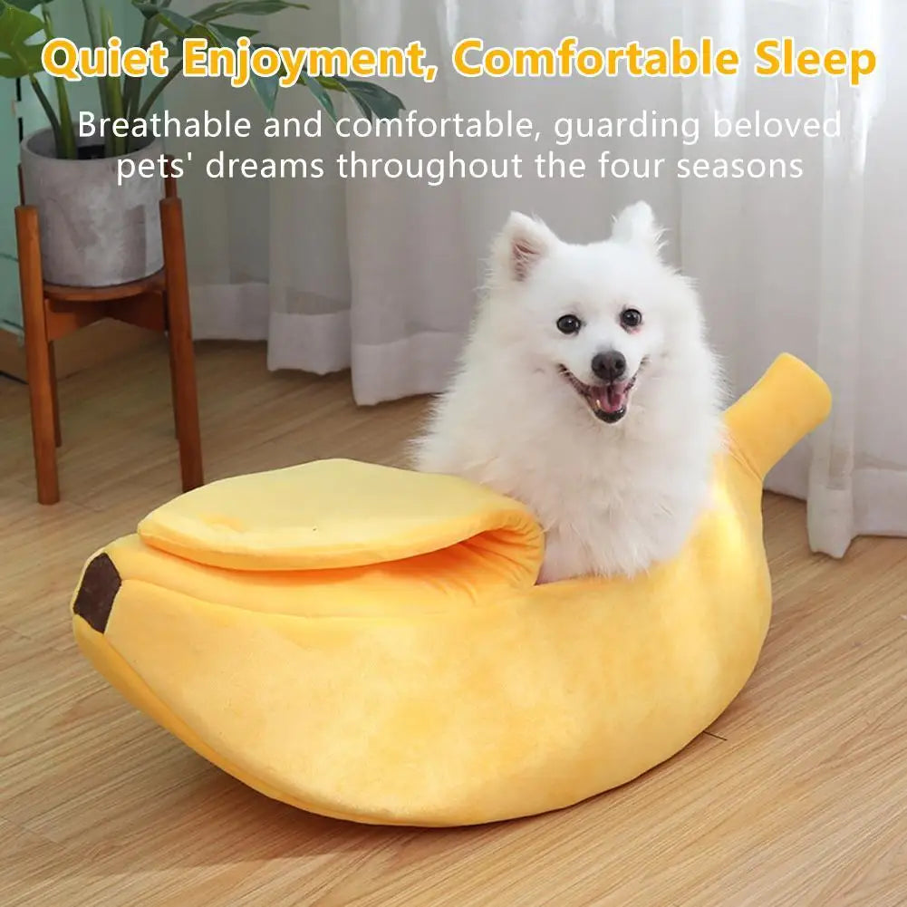 Banana Shaped Pet Sofas Warm Cat Dog Nest Cozy Basket Bed Portable Puppy Kittens Sleeping Mat Pet Supplies