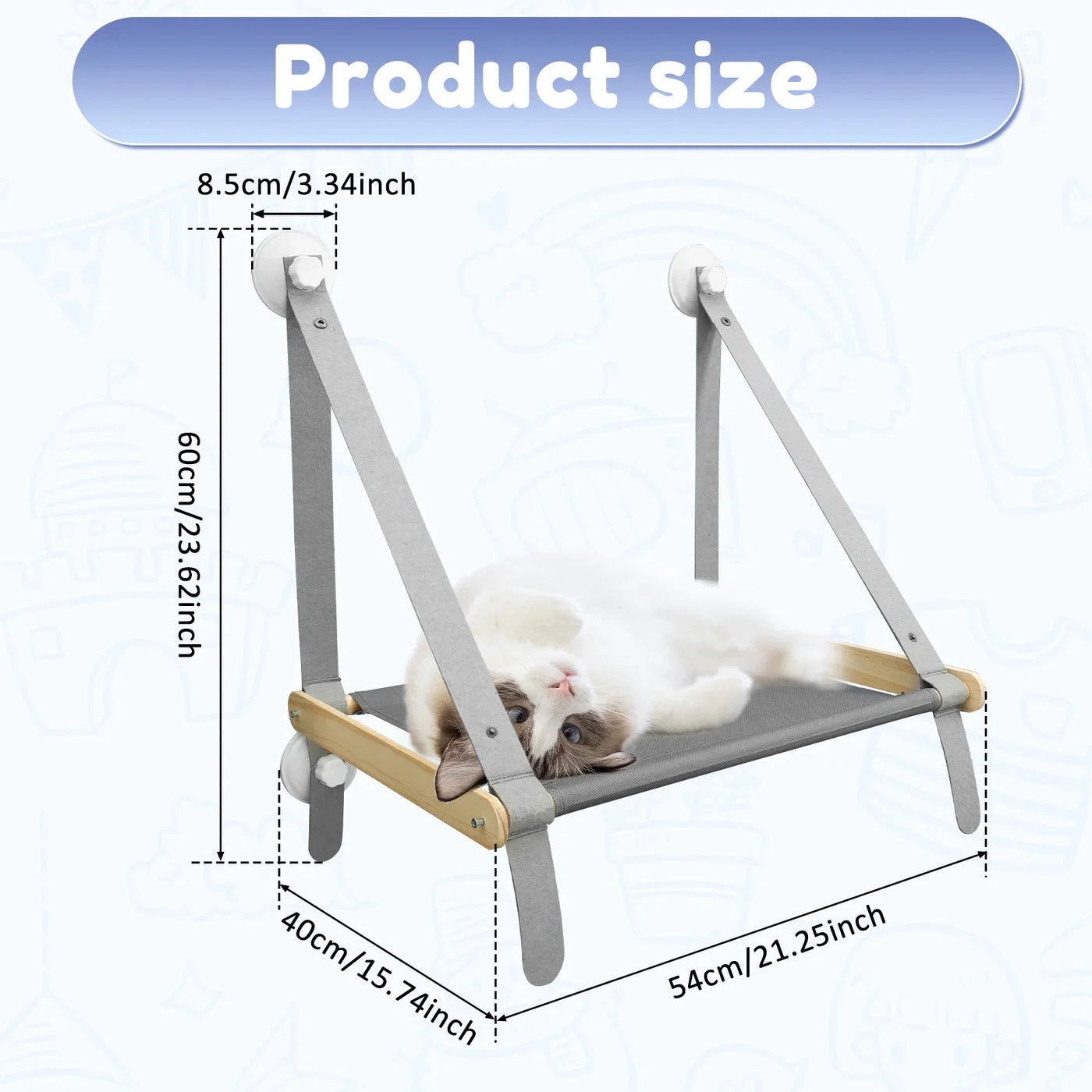 Pet Cat Hammock Hanging Cat Bed 20KG Bearing Comfortable Cat Sunny Window Seat Nest Bearing Kitten Climbing Frame Pet Accessorie
