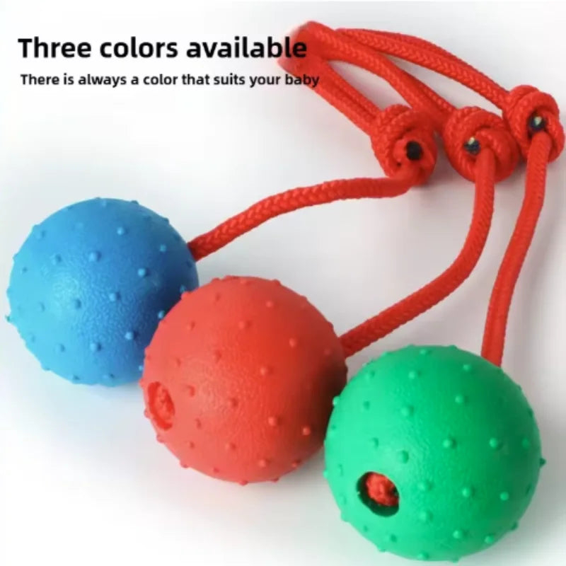 Rubber Ball with Rope Pet Teeth Indestructible Bite Toy Funny Puppy Training Solid Balls Pets Dog Chew Toys
