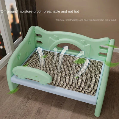 Four-Season Moisture-Proof Cat House Comfortable Plastic Pet Bed Small Sofa Cat Lounge Easy-to-Clean Litter Seat for Pets