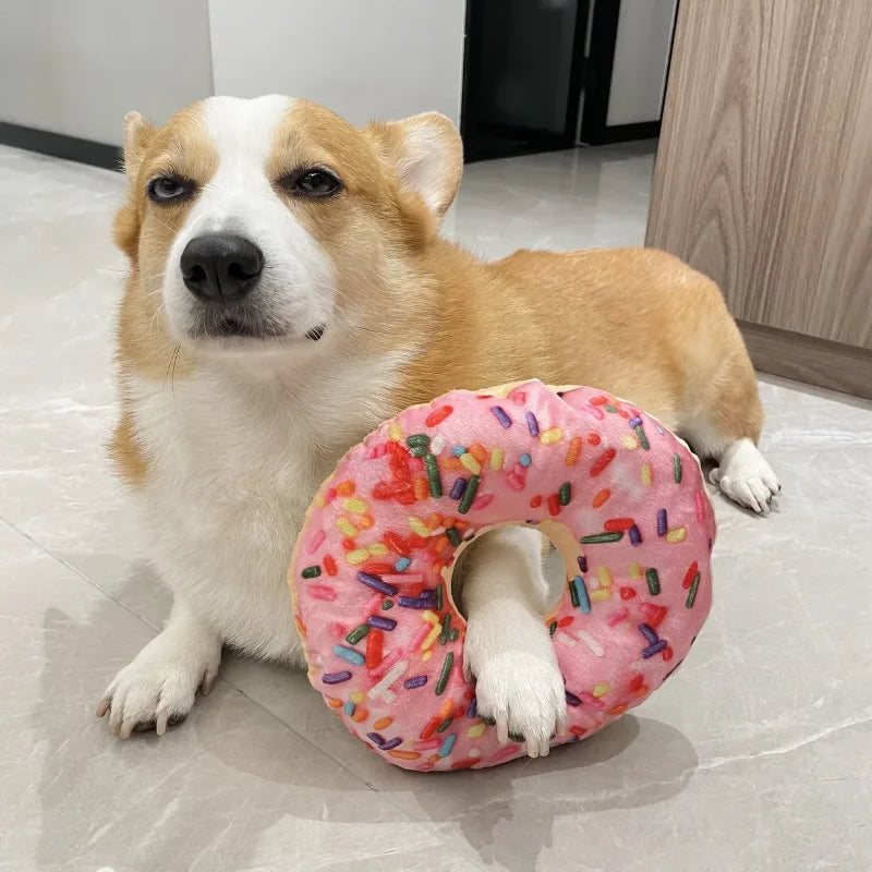 Dog Toy Plush Pizza Shape Pet Squeaky Sound Toys for Small Large Dogs Puppy Teeth Cleaning Chew Toy Pet Supplies