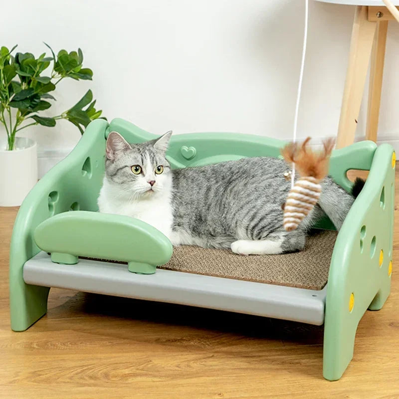 Four-Season Moisture-Proof Cat House Comfortable Plastic Pet Bed Small Sofa Cat Lounge Easy-to-Clean Litter Seat for Pets