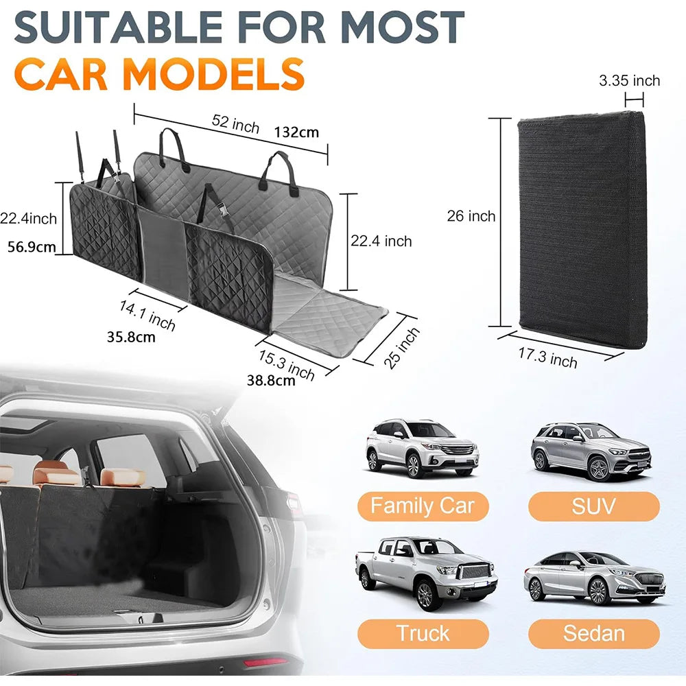 Pet pad Back Seat Extender Dog Car Seat Cover for Back Seat Bed with Mesh Window and Storage Pocket Supports 440lbs Dog Hammock