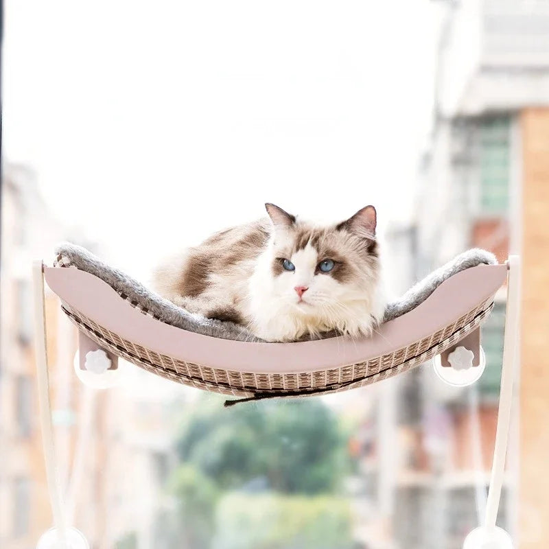 Cute Cat Hanging Beds Comfortable Sunny Window Seat Mount Bearing 15kg Strong Cats Hammock Cat Bed Shelf Seat Hammock For Cats