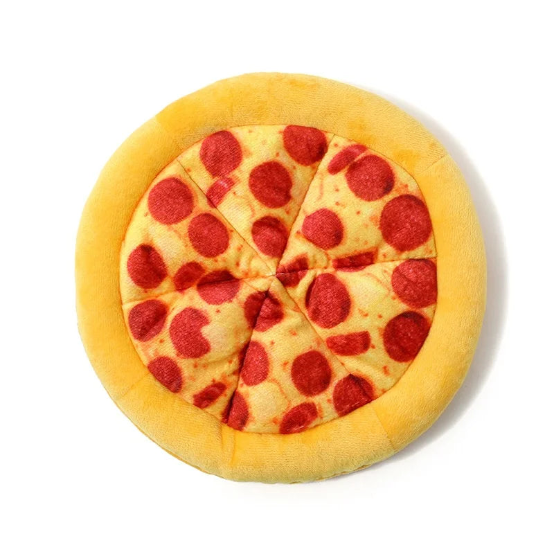 Dog Toy Plush Pizza Shape Pet Squeaky Sound Toys for Small Large Dogs Puppy Teeth Cleaning Chew Toy Pet Supplies